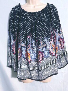 Wonderly Cute Blue Multi Patterned Top Size 0X